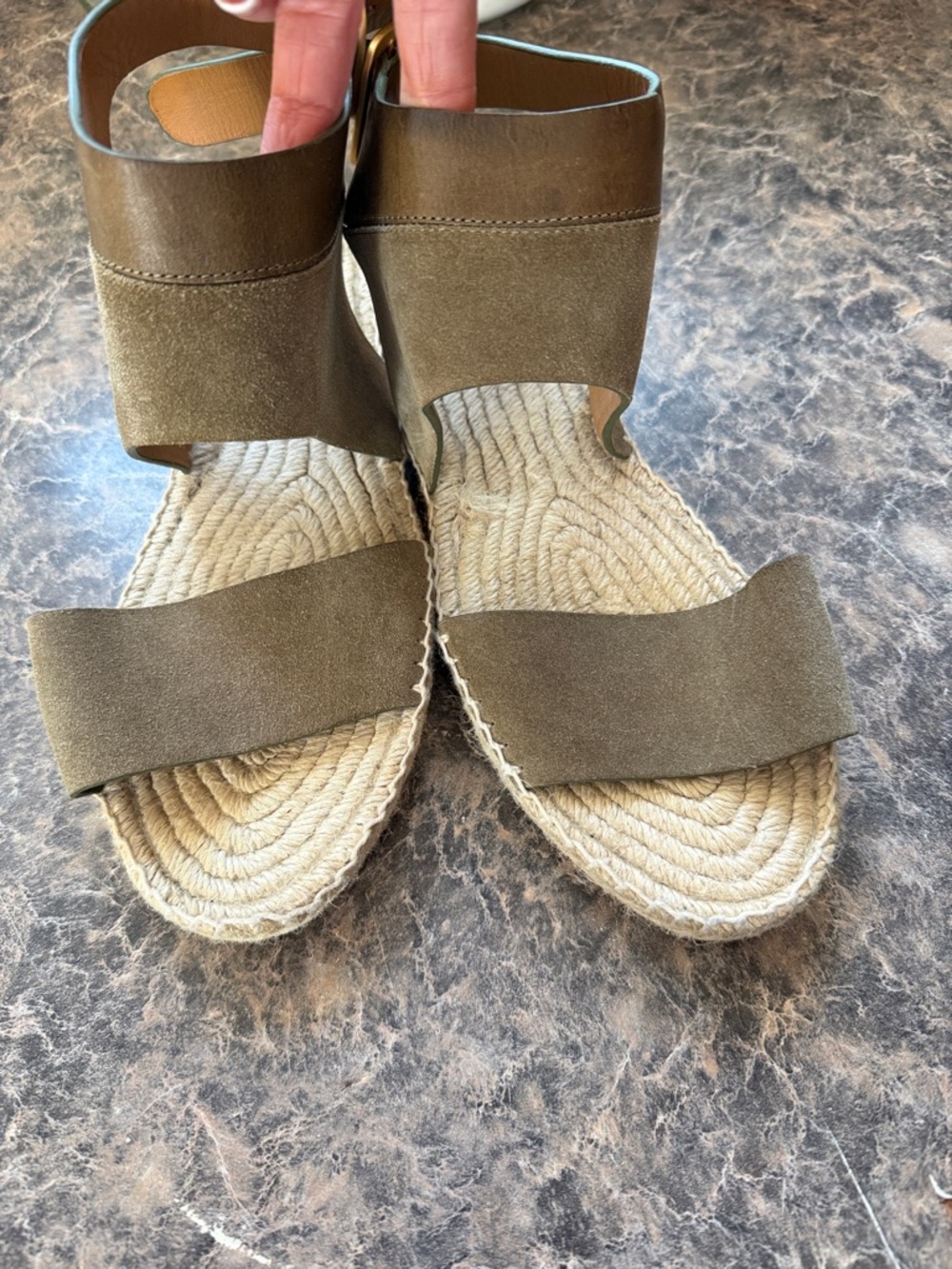 Authentic Chloé suede and leather espadrille wedge size 8 VGUC